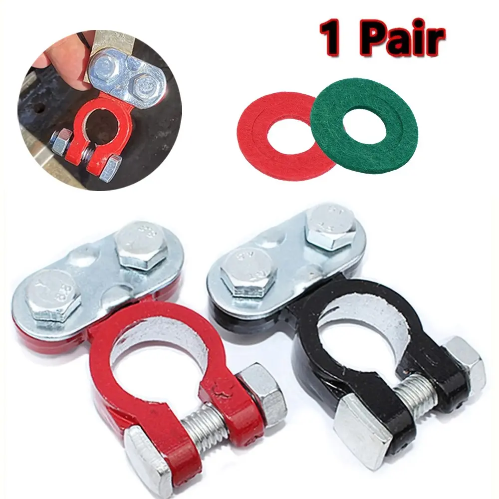 Durable Aluminum Alloy Car Battery Terminal Connectors, with Grommets and Replacement Clips, Automotive Accessories for Rvs, Cars, Boats