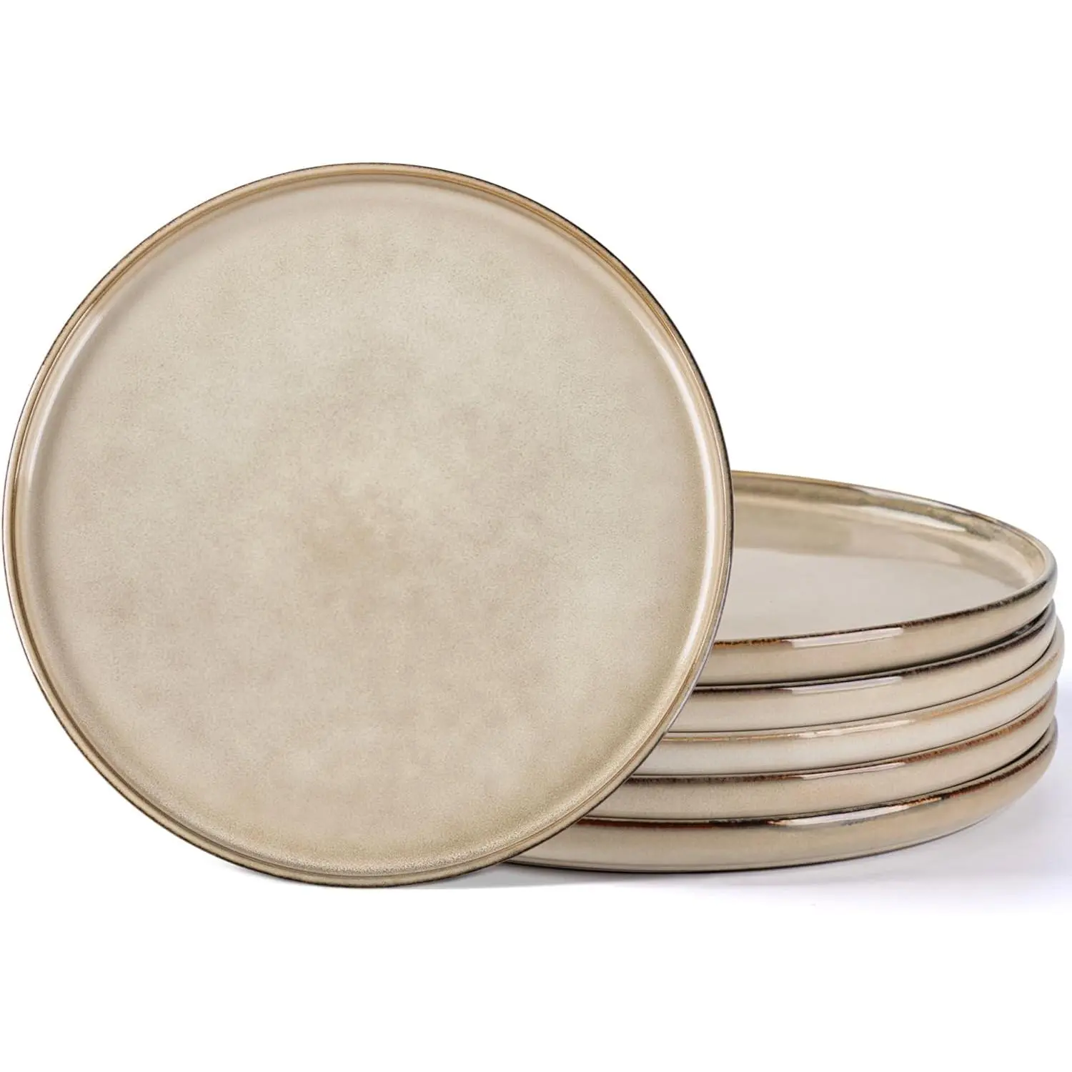 Dinner Plates Set of 6, 10.5 Inch Reactive  Ceramic Plates Set, Microwave, Dishwasher Safe, Scratch Resistant, Modern Large Dinnerware Dishes Set Kitchen Stoneware Plates