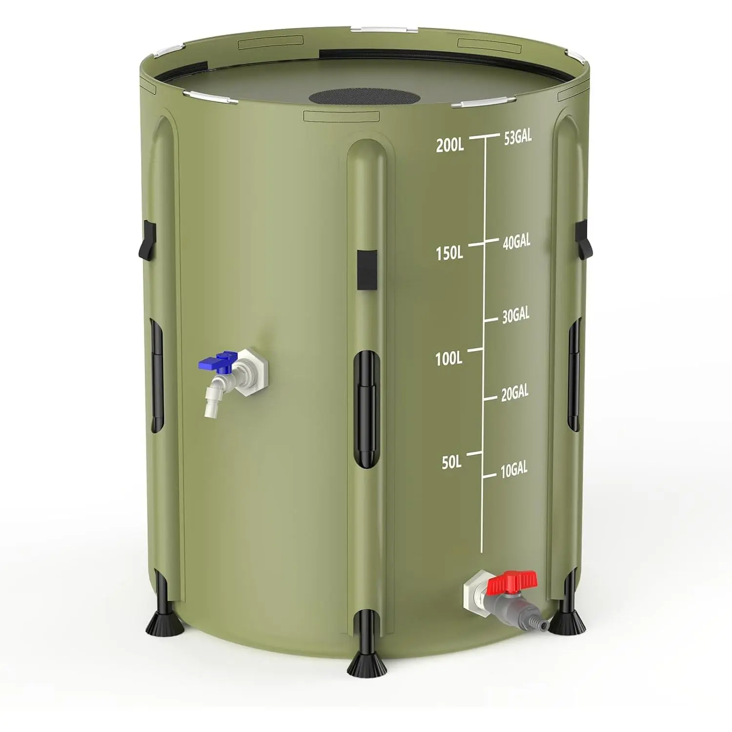 Collapsible Rain Barrel, 53 Gallon Portable Rain Water Collection System to Collect Rainwater from Gutter, Foldable Water Storage Tank with Spigot for Garden, Lawn & Outdoor Plant Watering, Green