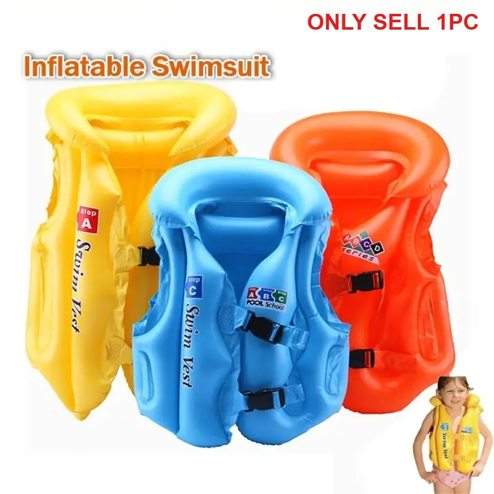 Children's inflatable swimming vest, baby's safety life jacket for learning to swim, thickened buoyancy vest thickened with three airbags and two adjustment buckles, Inflatable Floater
