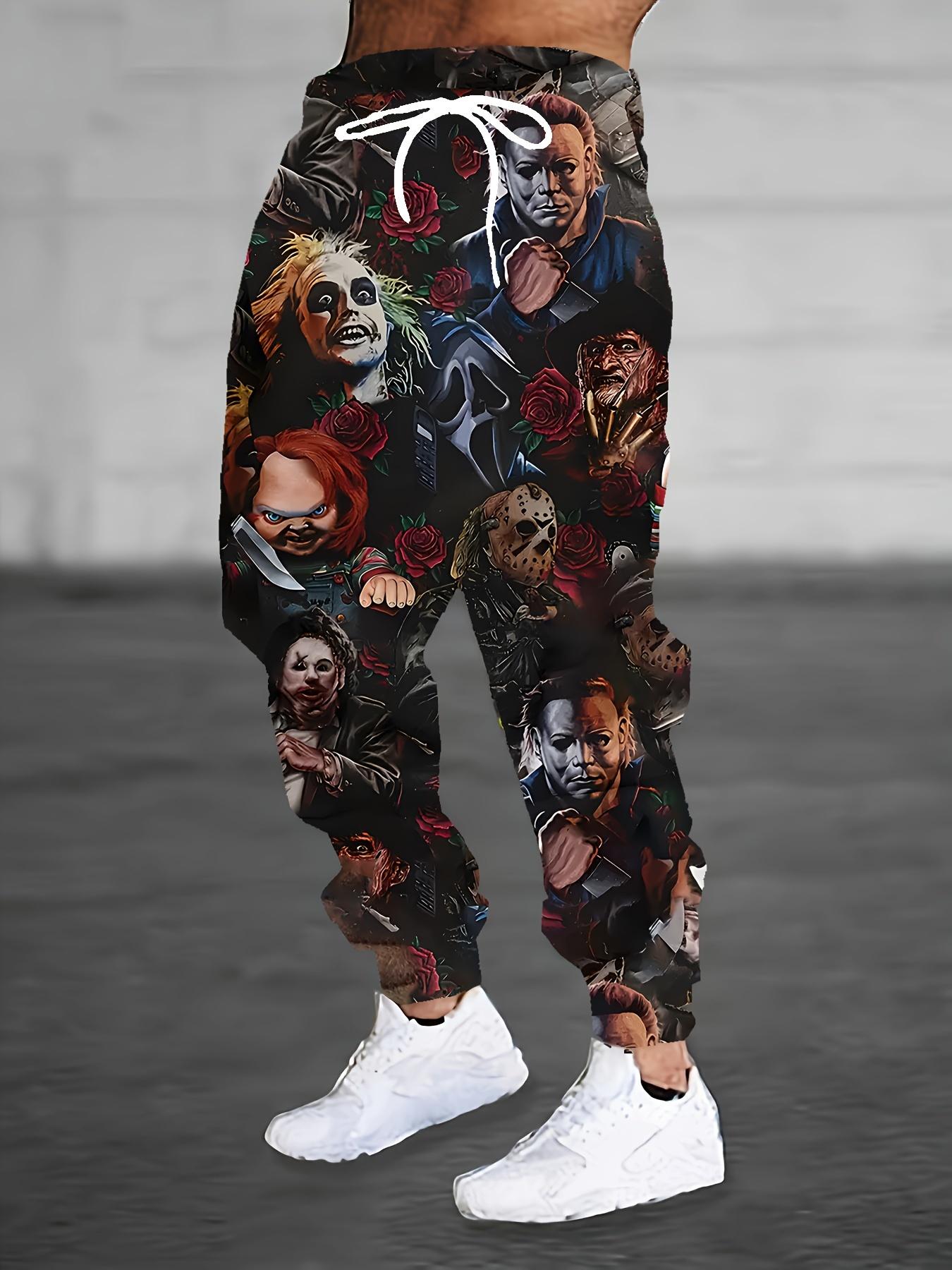 Men's Creative Evil Character Casual Comfortable Sports Pants - Polyester Fiber, Opaque Men's Creative Evil Character Casual Comfortable Sports Pants - Polyester Fiber, Opaque