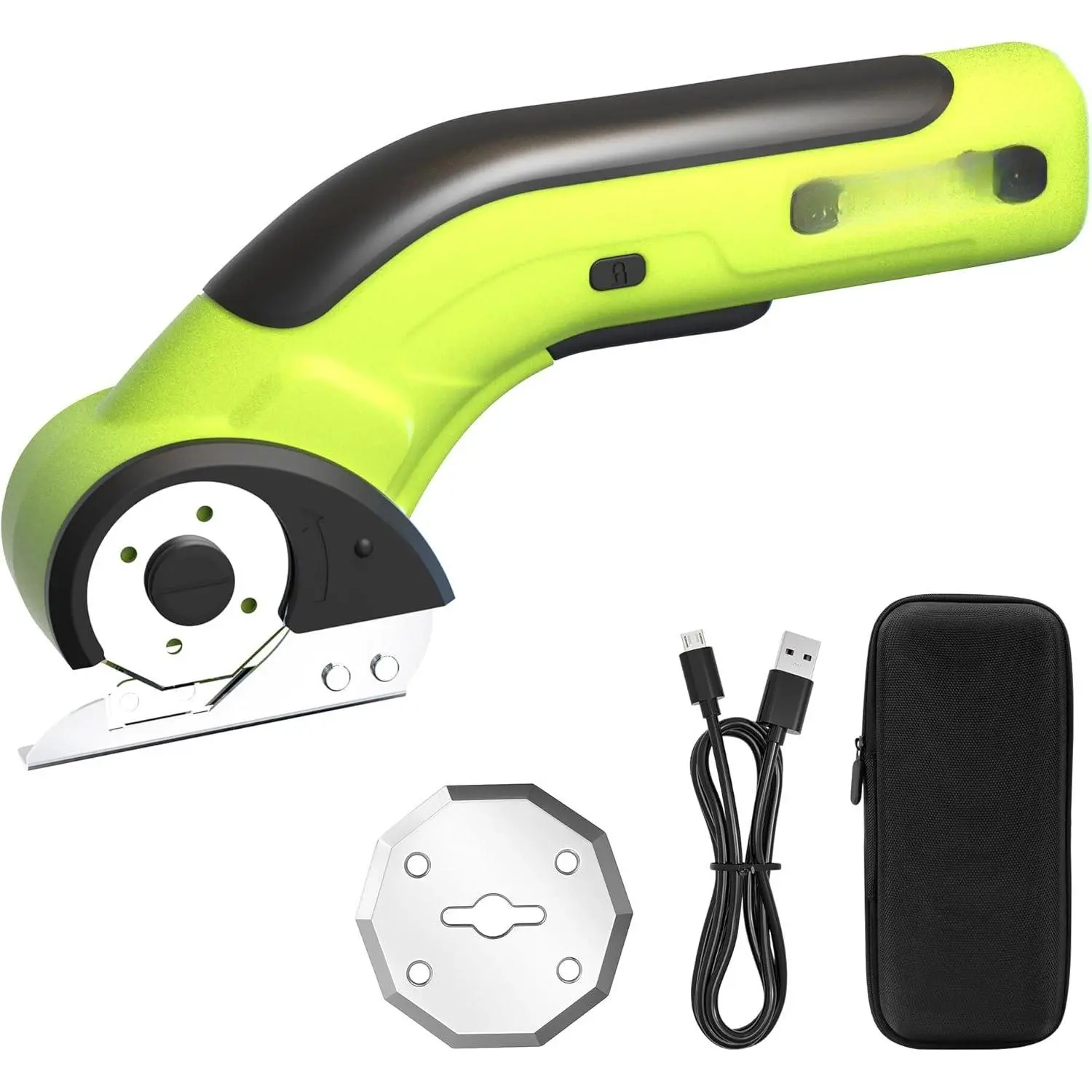 4V Cordless Electric Fabric Rotary Cutter - 2000mAh Brushless Motor, Type-C Rechargeable, Fabric Cutting Tool with Extra Accessory & Storage Bag (Cardboard Box Packaging), Fabric Rotary Cutters