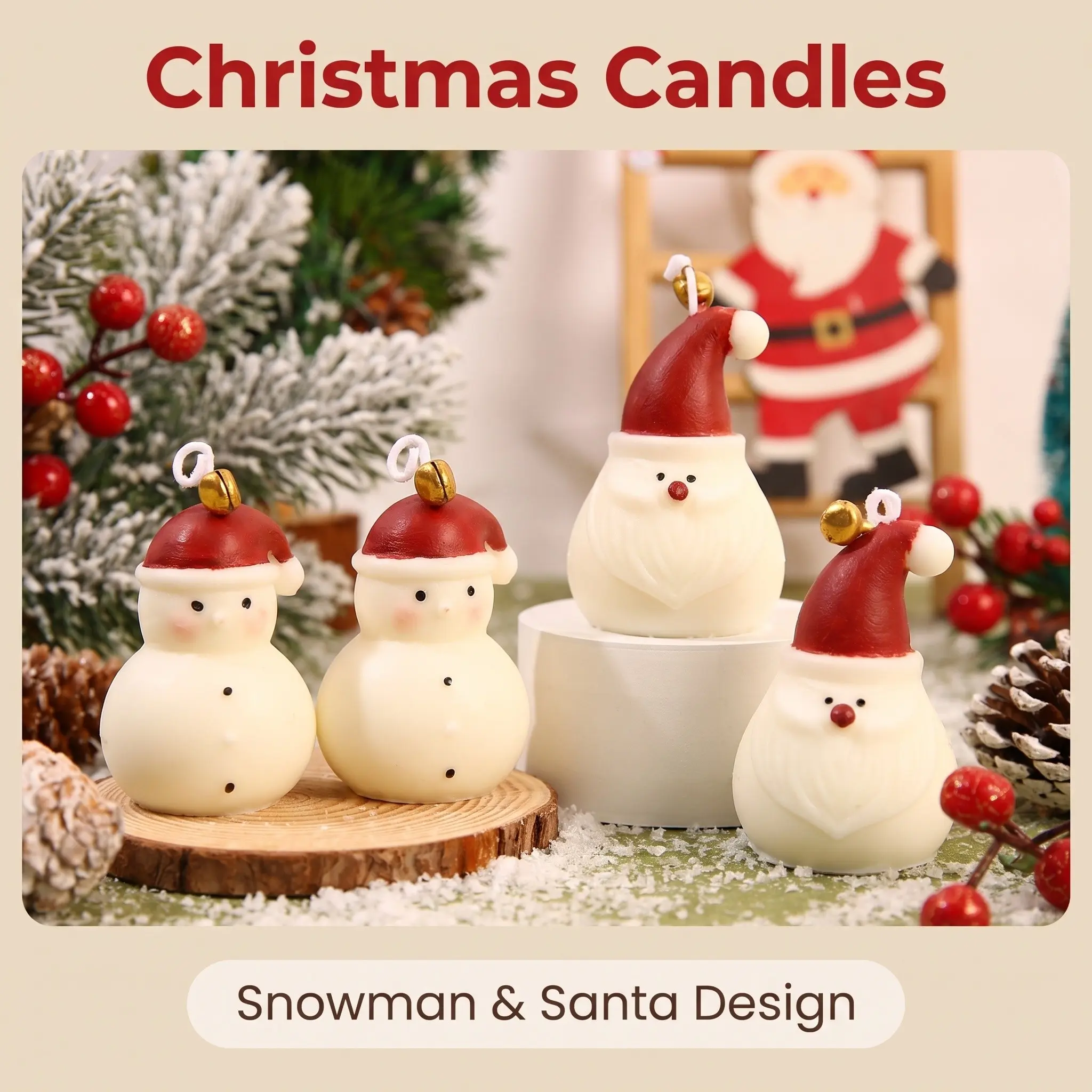 Christmas Snowman Smokeless Soy Candle, Wedding Table Decor, Romantic Dinner Atmosphere, Holiday Home Decoration, Gift Idea