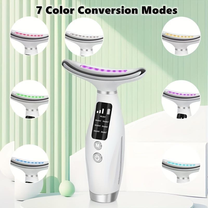 7 in 1 Neck & Face Massager, USB Rechargeable Neck Massage Tool, Constant Temperature Heating & Vibration Beauty Instrument, Facial Beauty Massagers, Perfect Gift for Women#GLOBAL PICKS