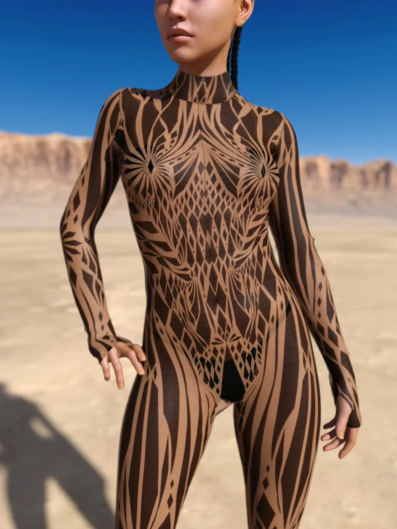 Women's Tight Sexy Bodysuit Print, Y2K Cyberpunk Style, Tribal Totem Party Costume, Halloween Festival, Unique Role Play Clothing