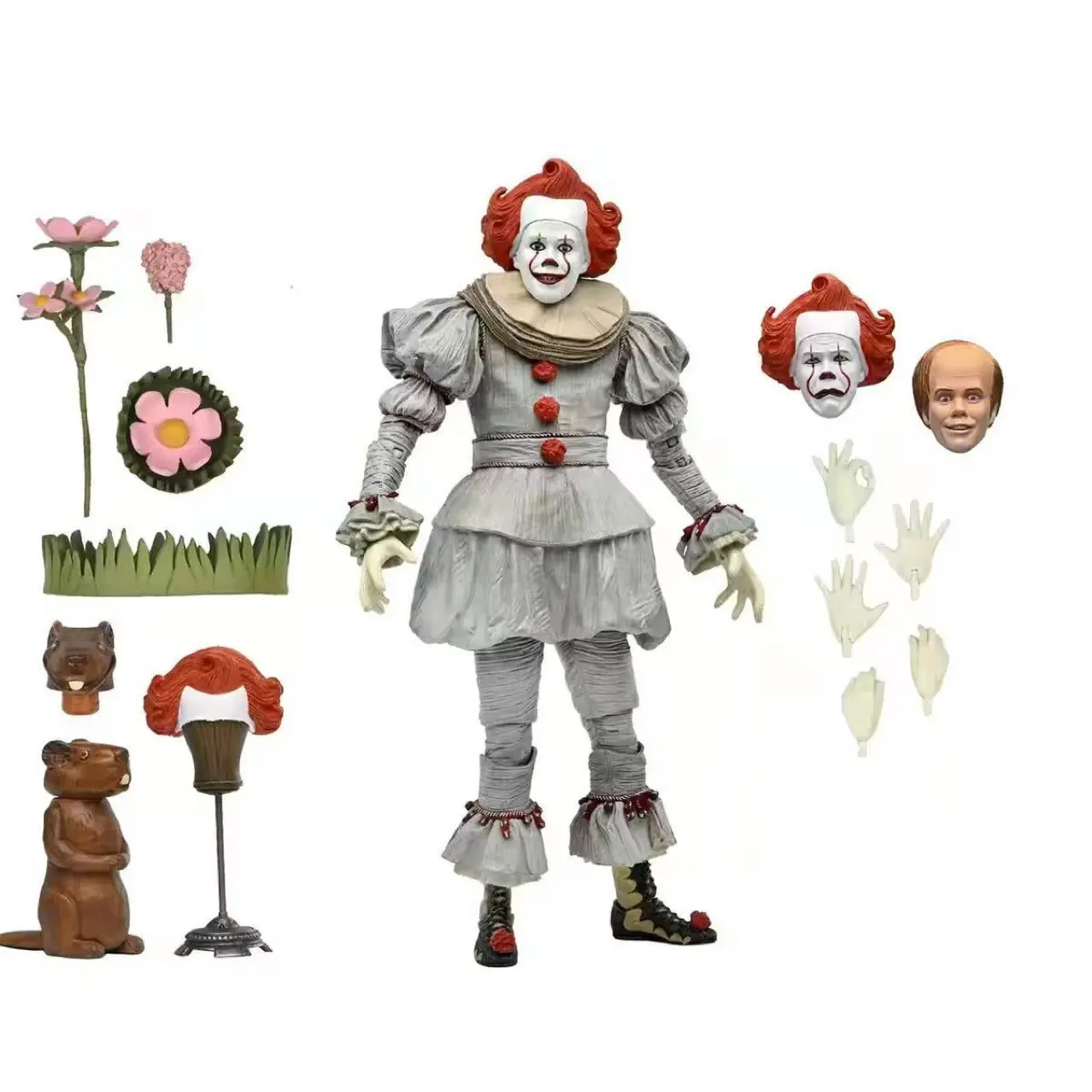 Neca Pennywise 7 Inch Action Figure, Bob Halloween Costume, Desktop Decor, Halloween Gift, Christmas Gift, Party Gift
