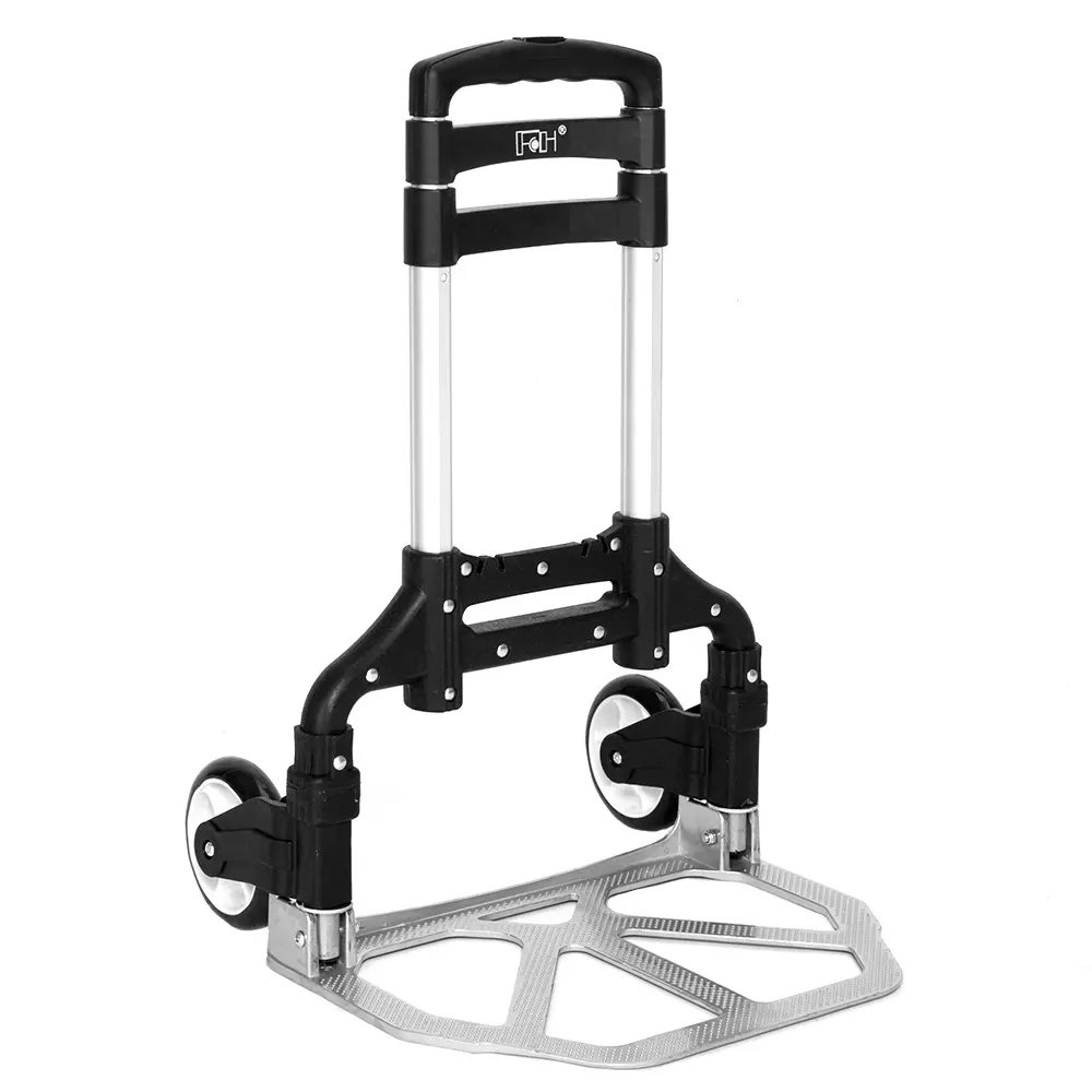 Portable Lightweight Aluminum Shopping Cart - Compact Telescopic Foldable Utility Hand Truck with Adjustable Handle, Smooth Rolling Wheels for Adults' Everyday Errands, Office Use, Grocery, Travel, Moving (Black, Blue, Purple, Red), Adjustable Telescopic,