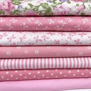 7Pcs 9.8" x 9.8"(25 * 25CM) Cotton Fabric DIY Making Supplies Quilting Patchwork Fabric Fat Quarter Bundles DIY for Quilting Cotton Patchwork Cushions (7pcs Peony, 9.8" x 9.8")