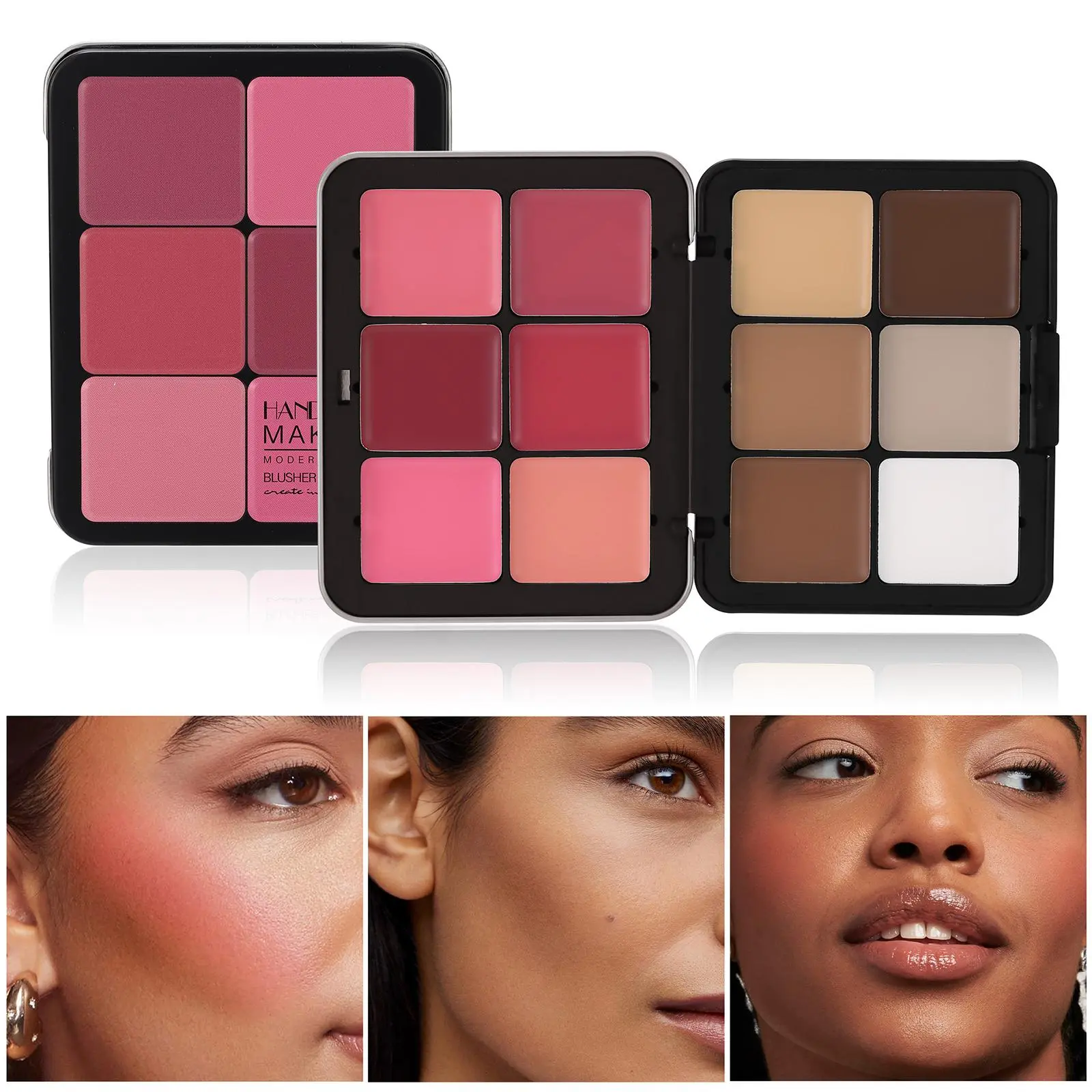 12-color iron box powder blusher palette, multi-purpose, concealer, highlighter, contouring palette, matte powder blush cream