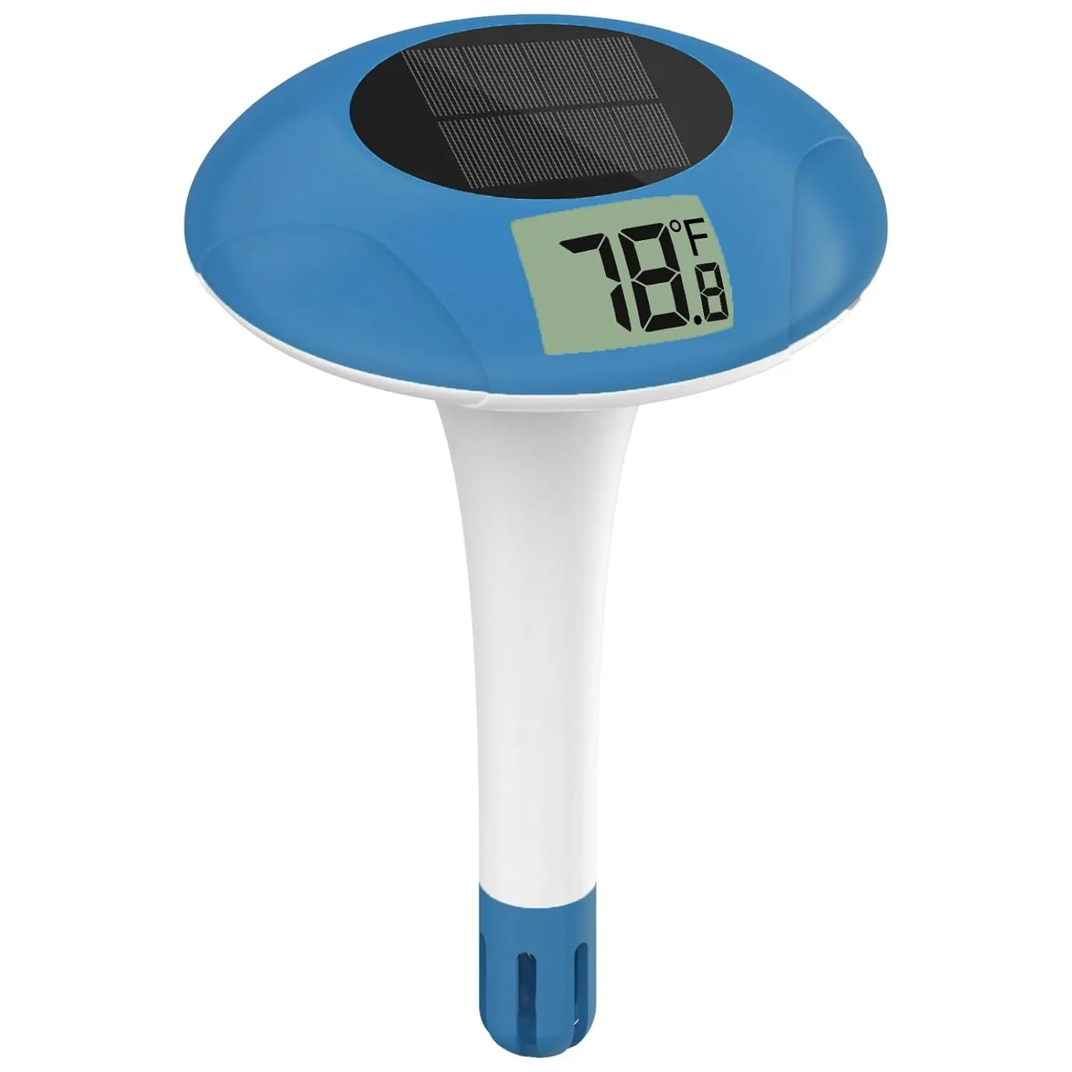 Digital Pool Thermometer Floating Easy Read –Solar Powered Floating Digital Temperature Gauge for Accurate Testing, Big LCD Screen for Easy Reading, °C/°F Display, IPX-8 Waterproof (Navy Blue)