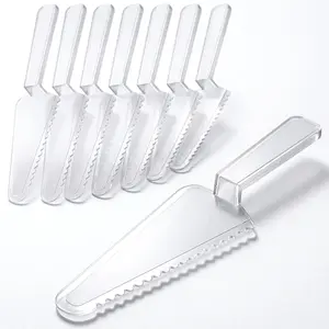 6 Pcs Disposable Plastic Cake Cutter Cake Pie Server Cutter Slicer Pizza Pastry Slicer for Kitchen Wedding Buffet