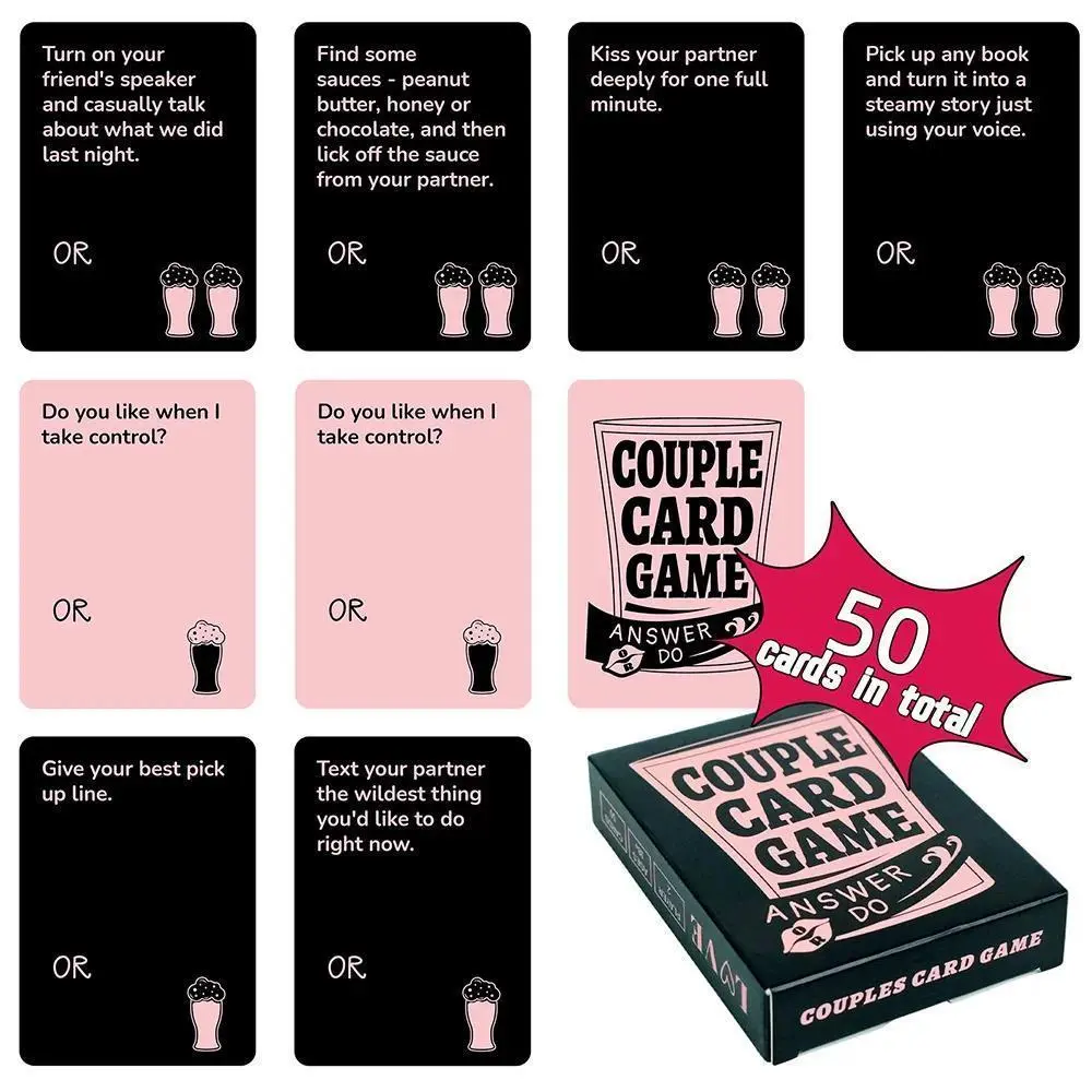 1Deck Couples Conversation Game (8.9×6.4 cm) — Romantic Date Night Challenge Cards — Portable Emotional Board Game Set