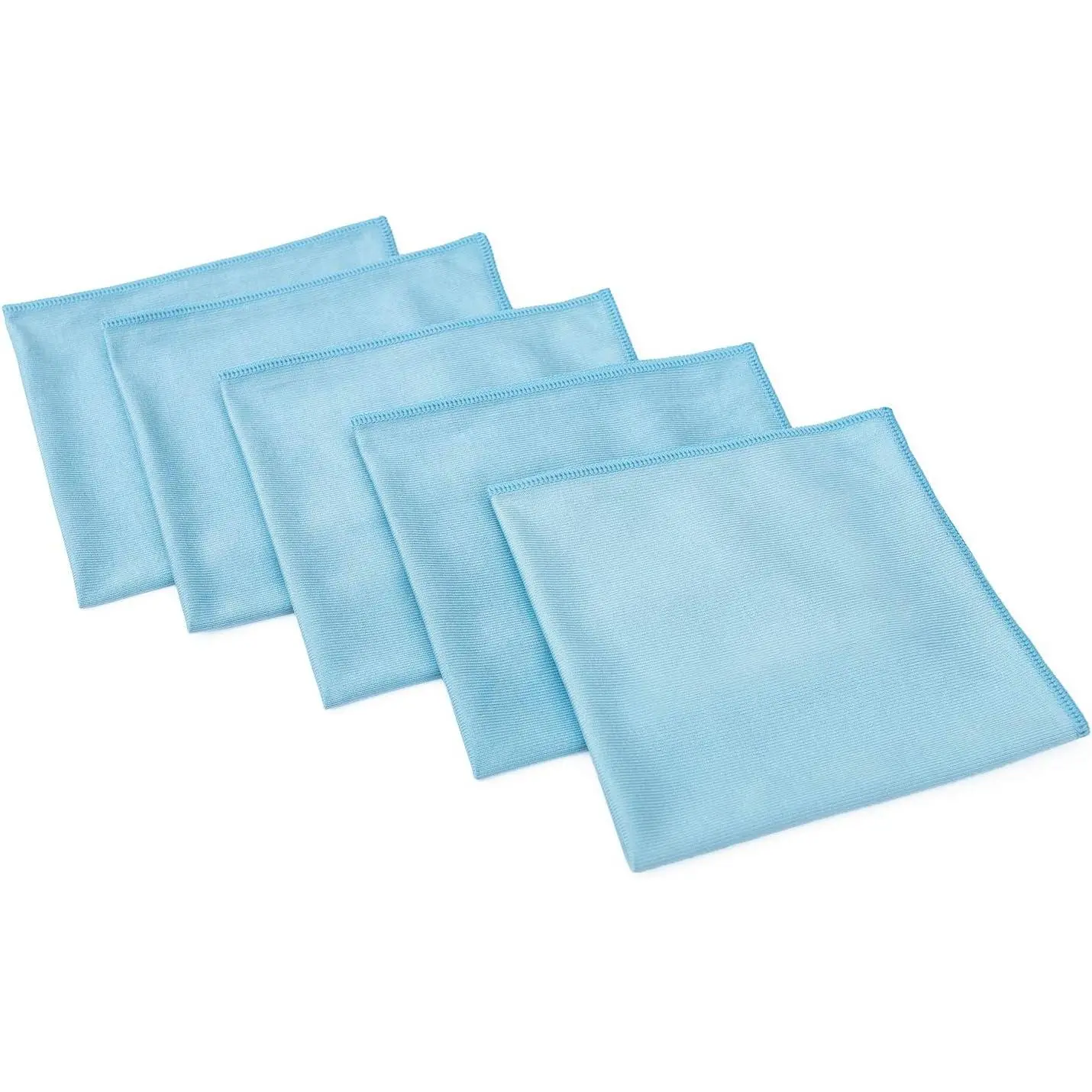 -  Window, Glass, Mirror & Chrome Detailing Towels - Professional Korean 70/30 Microfiber Blend, Lint-Free, Streak-Free, 350gsm, 16in. x 16in, Light Blue (5-Pack)