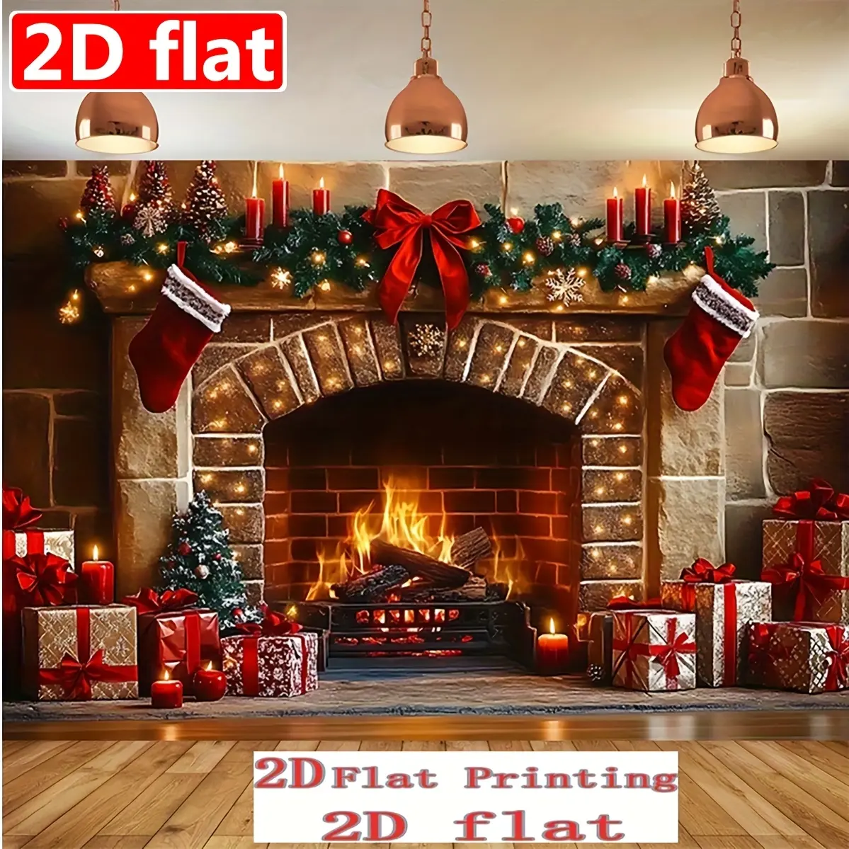 Santa Hat Print Christmas Tapestry Backdrop - Lightweight Winter Wonderland Design for Festive Photography, Home Fireplace Wall Decoration, Wedding Supplies, Hand Washable Hanging Decor
