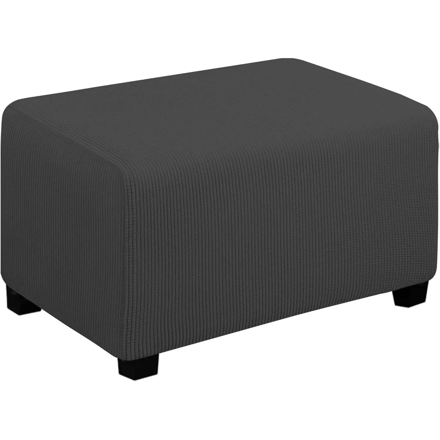 Stretch Ottoman Cover Length 20-30in Folding Stool Furniture Protector Soft Rectangle slipcover with Elastic Bottom(Ottoman Small,Dark Grey)