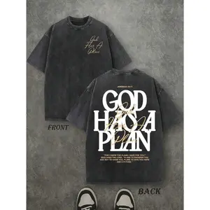 Retro Washed Double-Sided Print 230G Pure Cotton T-Shirt God's Own Arrangement Faith Graphic Loose Street Style Casual Comfortable Unisex Tee