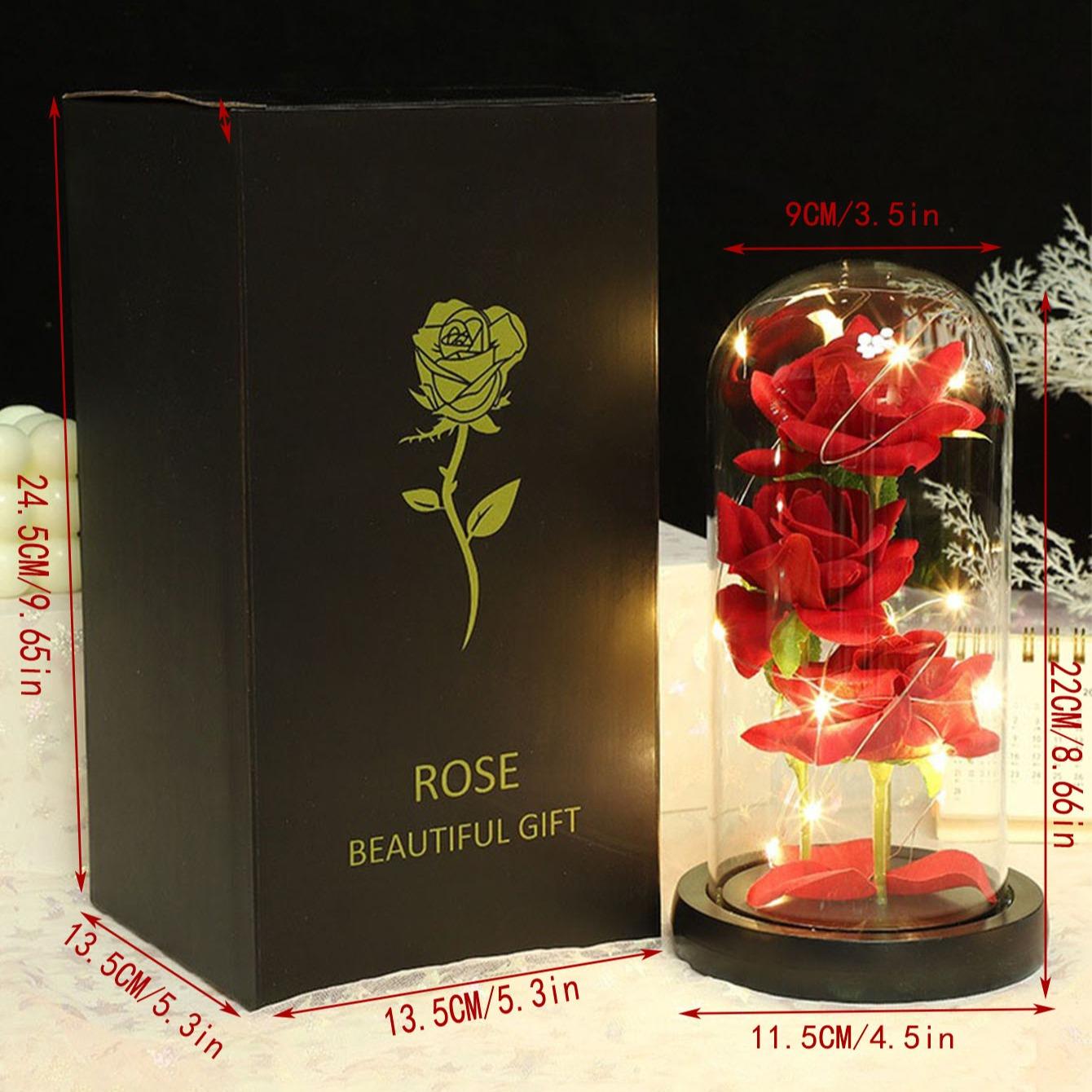 Artificial Rose Design Night Light Glowing Led Lights, Creative DIY Spring Bouquet Gift Night Light, Home Decoration Flower for Living Room Bedroom Desktop Ornaments
