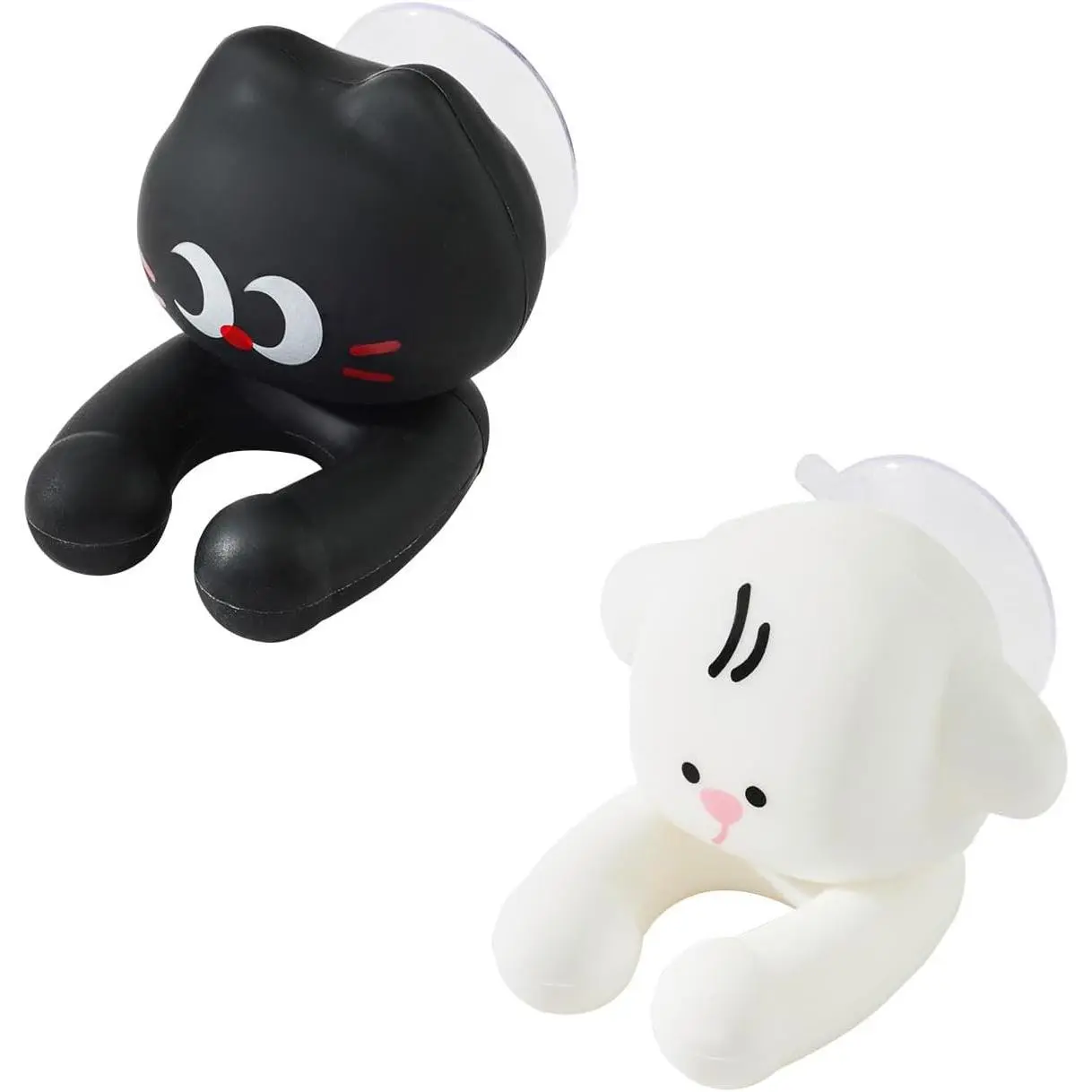 2 PCS Kids' Bathroom Toothbrush Holder,Suction Mount Silicone Toothbrush Holder,Cute Cartoon Cat and Dog Design, Perfect for Kids and Families