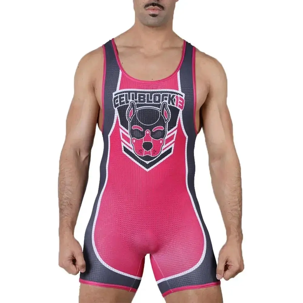 Men's Professional Wrestling Singlet, High-Elastic Athletic-Fit Sleeveless Bodysuit for Freestyle Training and Competition, M, Male, Athletic-Fitting, Sporty Sports Clothing Sets