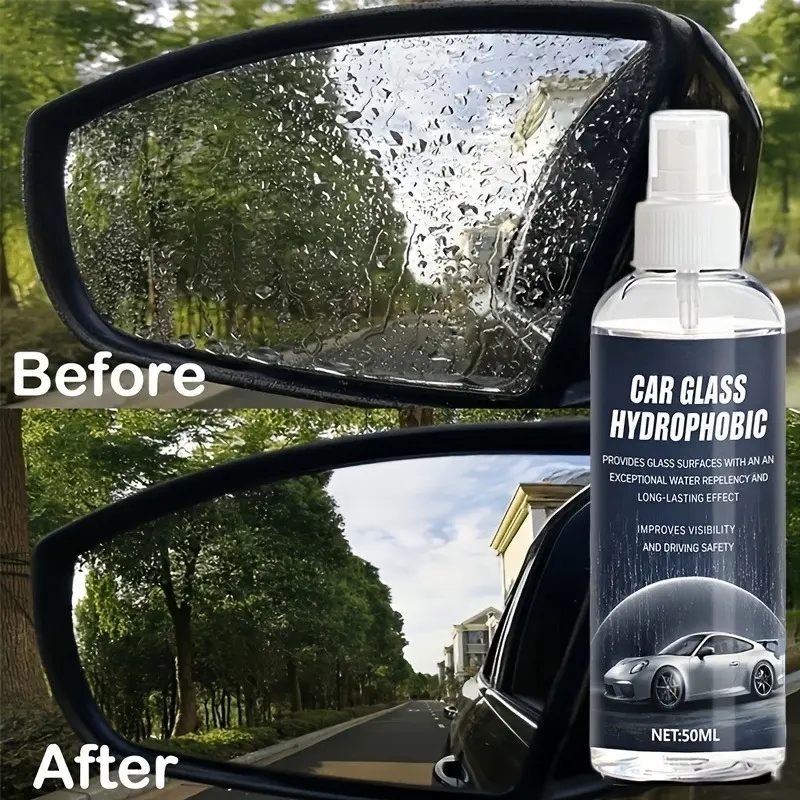 Quick and effective car glass waterproofing agent, nano hydrophobic rainproof and fog proof coating, providing comprehensive and efficient protection for front windshield, rearview mirror and car bathroom glass
