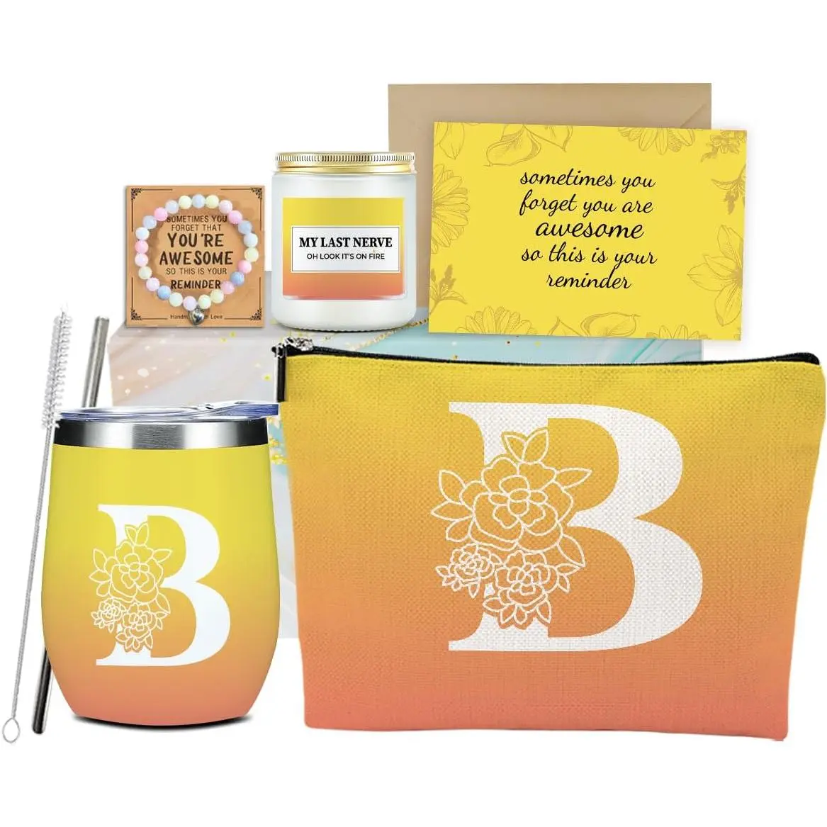 Initial B Monogrammed Gifts for Women Personalized Gifts for Women Teacher  Manager Coworker Employee Christmas Appreciation Farewell  Housewarming Birthday Monogram  Basket Set