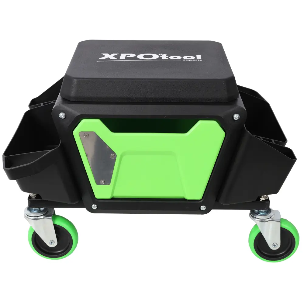 Heavy Duty Rolling Mechanic Stool with Wheels, 330LBS Capacity Garage Creeper Seat, Padded Soft Rubber Cushion Shop Stool for Auto Repair, Car Detailing, DIY Workshop, Home Garage, Adjustable Rolling Work Chair Green & Black