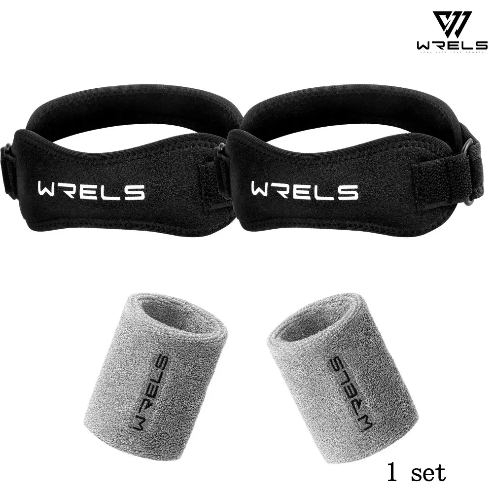 Wrels Sports Wrist Brace Patellar Band Set, Sweat-Wicking Basketball Fitness Wrist Strap, Professional Outdoor Running Sport Patellar Band, Basketball Wristband