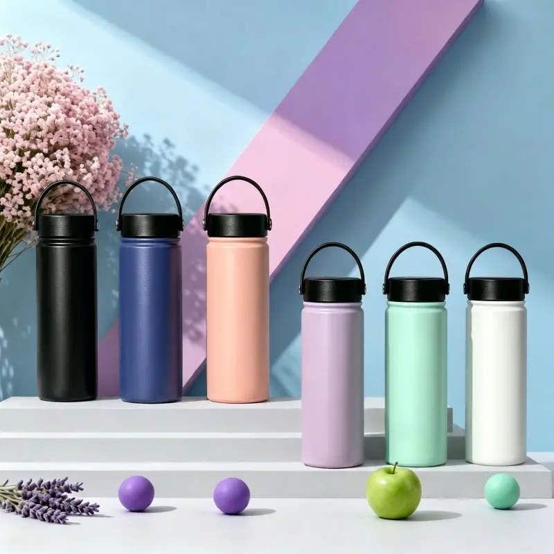 201 stainless steel thermos cup insulated vacuum flask large capacity solid color space pot outdoor portable fashion portable water cup