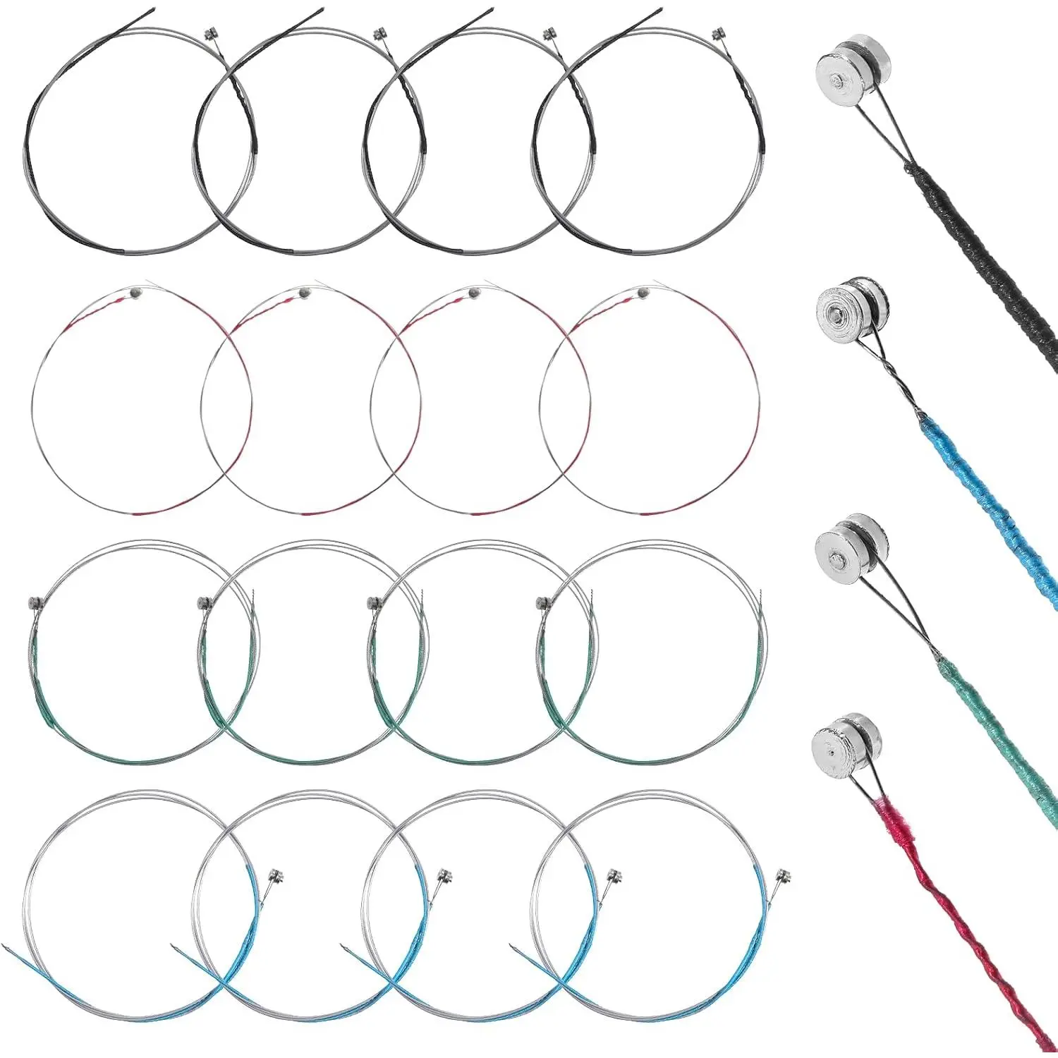 Violin Strings Full Set - 16-Count Carbon Steel Copper with Copper-Plated Ball End Classic Strings for 4/4, 3/4, 1/2, 1/4 Violins (Musical Instrument Accessories)