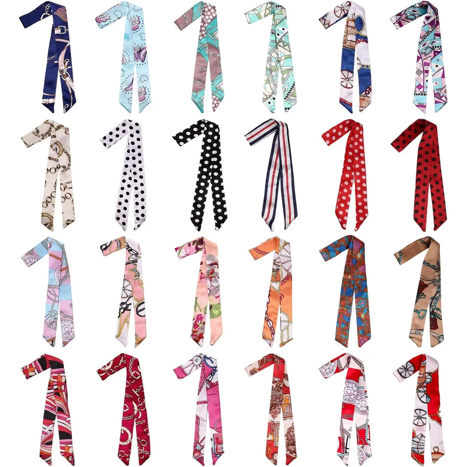 24 count Women Handbag  Scarf Band Narrow Hair Purse  Scarf Ribbon Satin  Neckerchief Silk