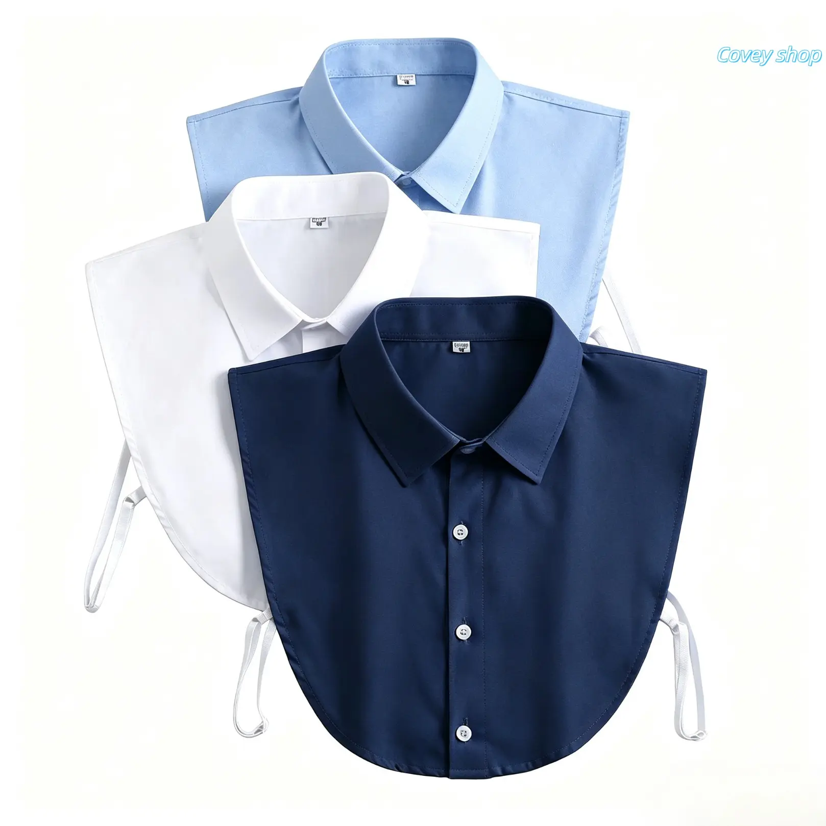 Unisex Cotton Detachable Fake Shirt Collar - Classic Turn-Down Dickey Collar, Reusable Half-Shirt Accessory, Wrinkle-Free, Easy To Clean for Daily Wear Outfit Matching