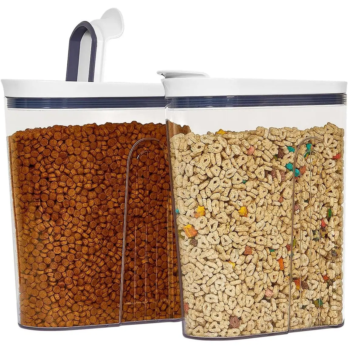 Cereal Container Storage Airtight Holds 32 oz Family Size Breakfast Box with Flip Top Lid, Stackable  Dry  Dispenser, Protein Granola Oats Grains,  Keeper (Large 4.1Qt - 2pk)