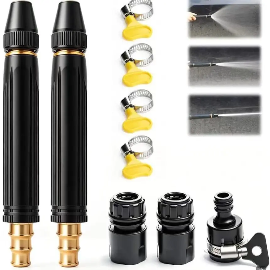 9-Piece Water Hose Nozzle Set, Spray Nozzle Kit, Adjustable Twist Nozzle for Car Washing, Garden Irrigation, Outdoor Cleaning, Powerful Spray