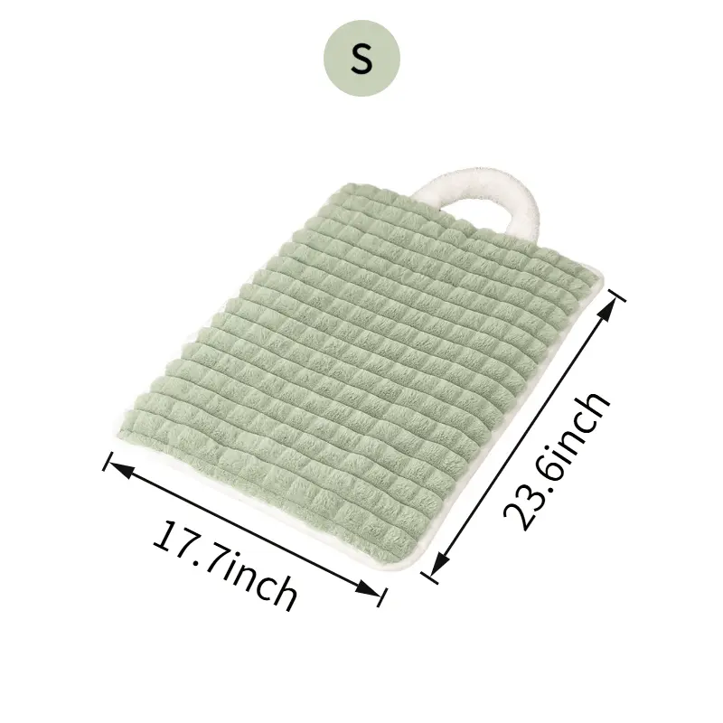 Plush Washable Pet Sleeping Mat - Non-Slip Dog Crate Pad with Carry Handle, Soft Cozy Cushion for Small, Medium, Large Dogs and Cats, Sage Green & Misty Gray