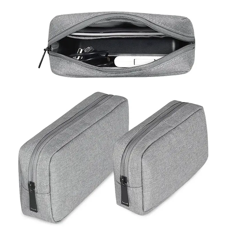 Unisex Compact Zippered Plastic Cotton Travel Electronics Organizer Bag for USB Cables, Earphones, Chargers, Tech Accessories – Portable Fashion Accessory Storage Pouch for Travel Essentials