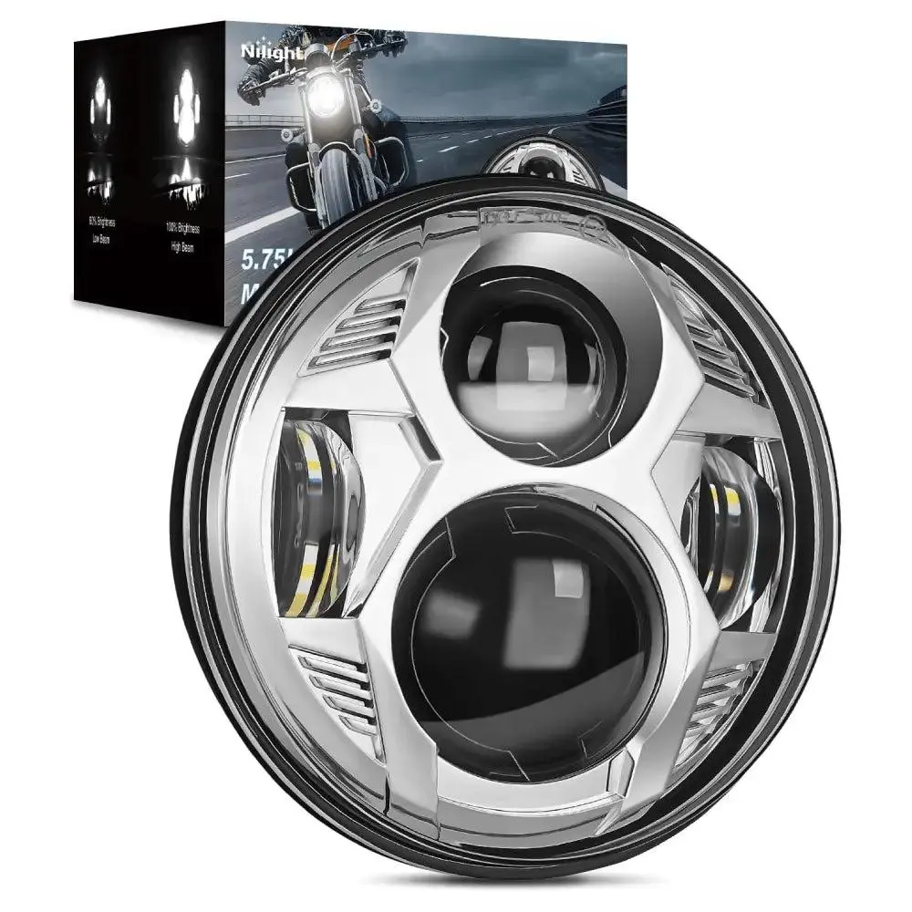 Nilight Motorcycle 5.75Inch Chrome LED Headlights