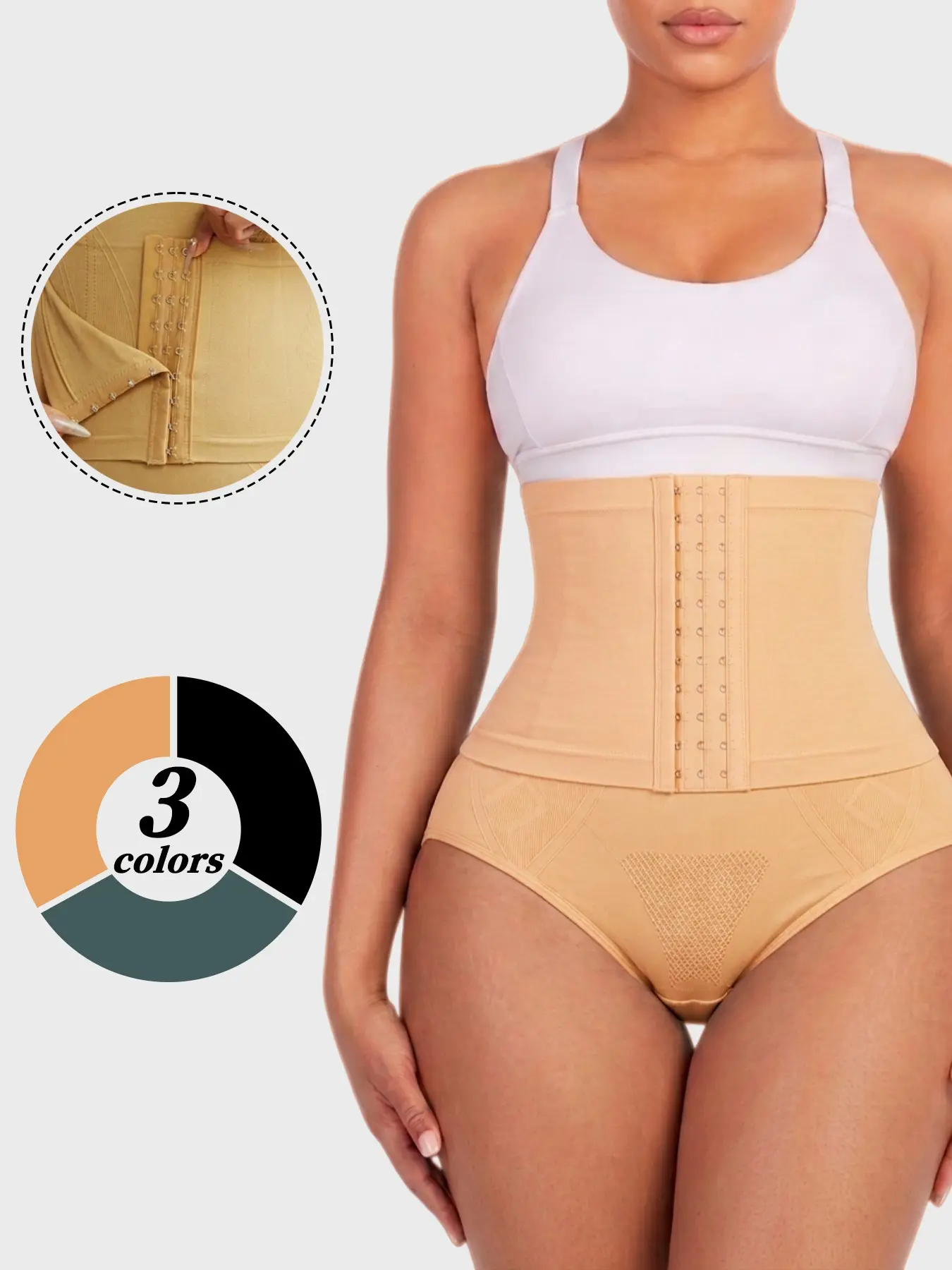 1/2/3 Counts Women's High Waist Double Compression Shapewear Shorts, Tummy Control Compression Girdle with 3-Row Adjustable Hooks, Butt Lifting Body Shaper,Comfort Breathable Adjustable Body Shapewear Bottoms for Daily Wear, Briefs，Tummy Tuck Garment