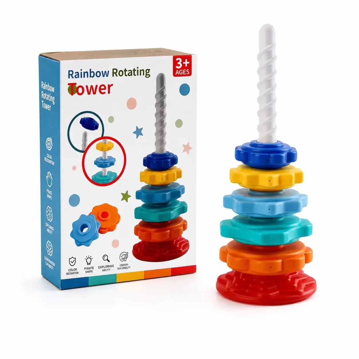Rotating Stacking Toy, High-Quality Educational Puzzle, Sensory Soothing Gift for Kids Aged 3+, Perfect Birthday & Christmas Present