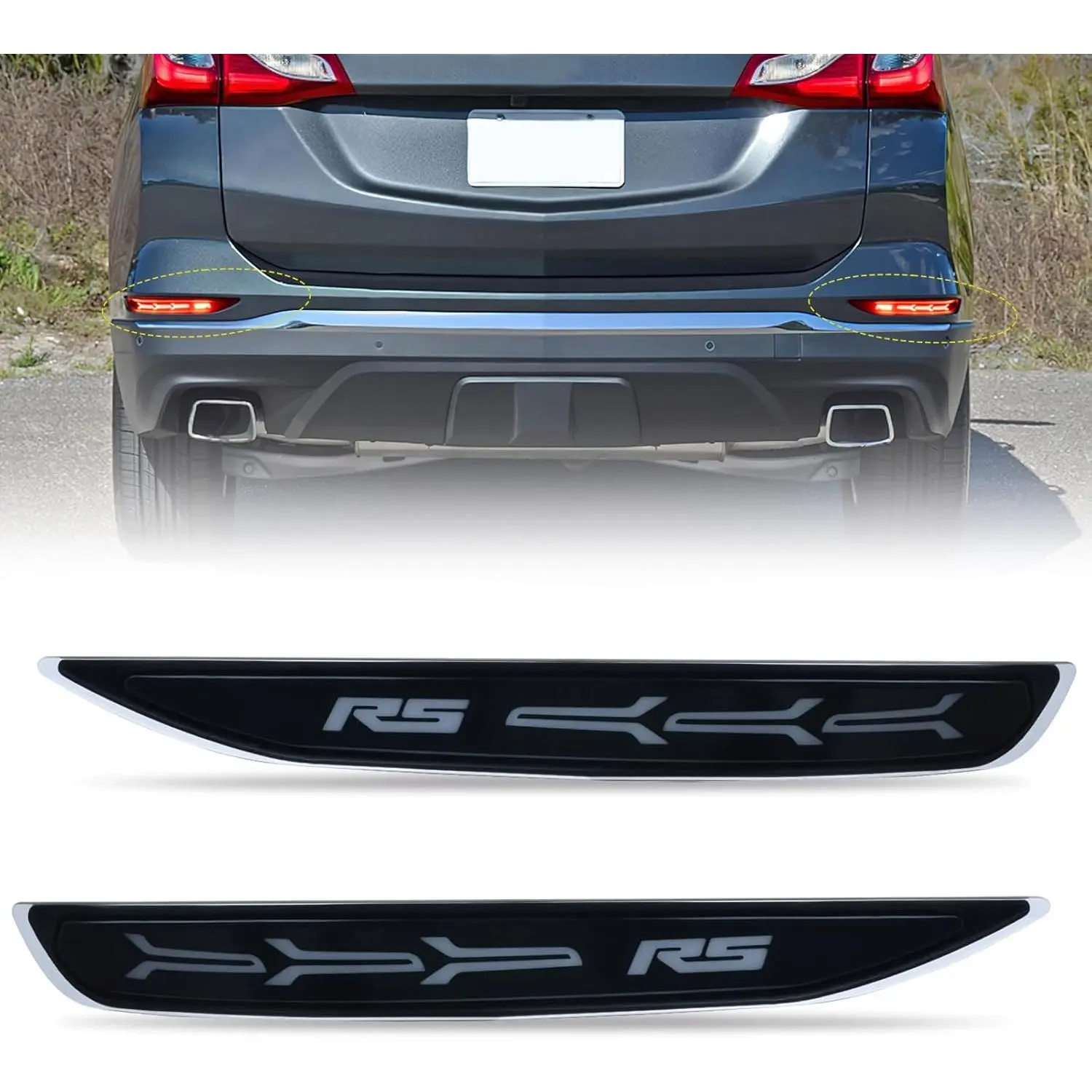 Nilight Rear Bumper LED Taillights - Smoke Tinted PMMA Lens, IP65 Rated Reflector Lamps for 2017-2022 Chevy Equinox, Brake/Signal Sequential Flashing Driving Light Replacement Part