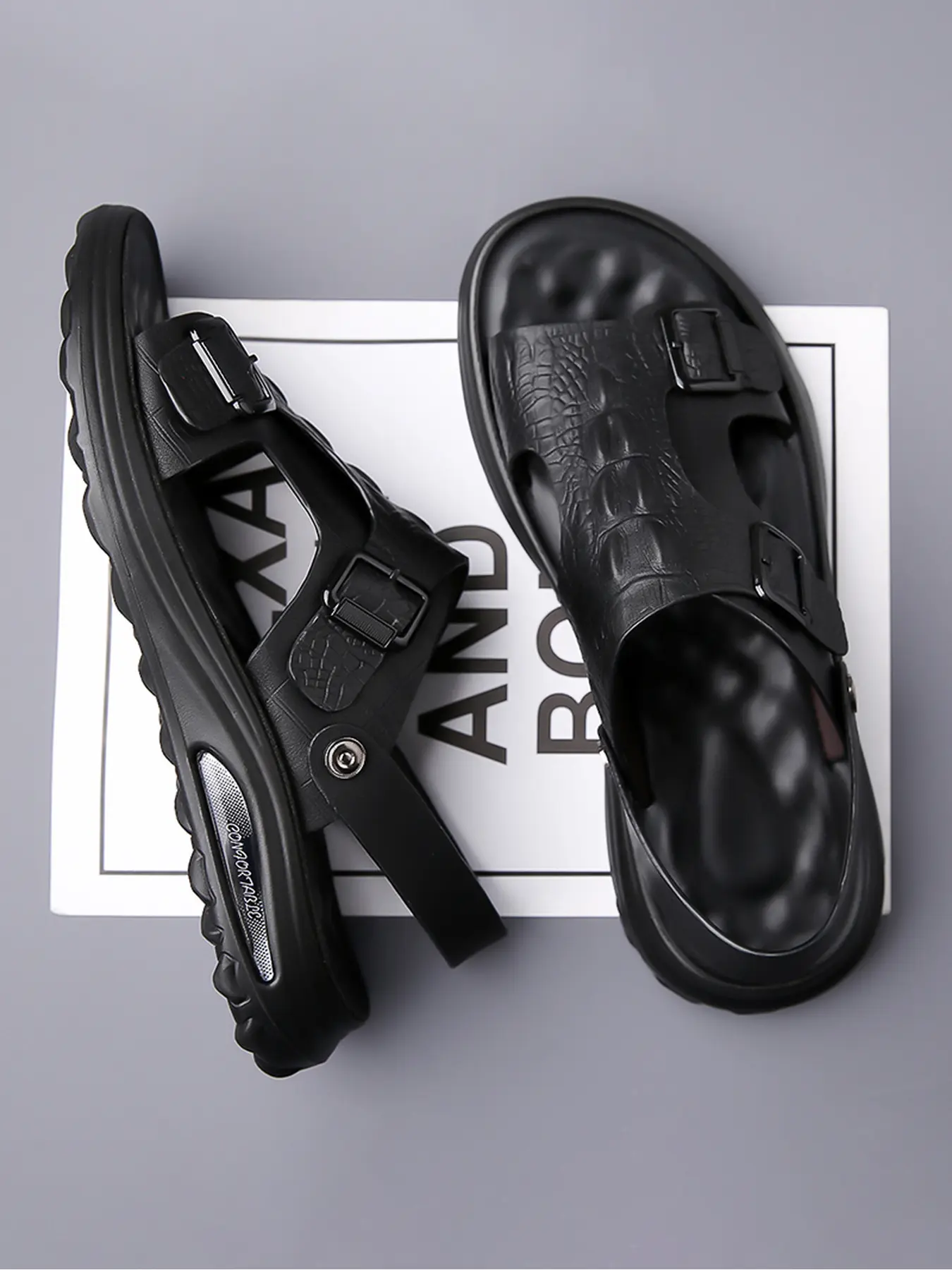 Men's Casual Sandals Footwear, Adjustable Two-Way Anti-Slip Shock Absorption Sole, Comfortable Flip-Flops for Business and Daily Summer Wear