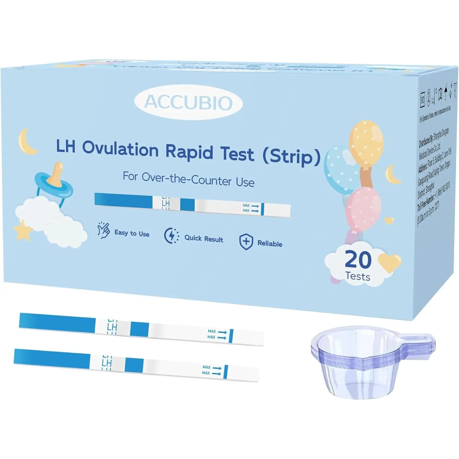 Ovulation Test Strips Bulk Ovulation Tests 20 Pack Fertility Tests with Collection Cups Accurate LH Test for Home Ovulation Predictor Kit 5mm Wider 25 MIU/mL
