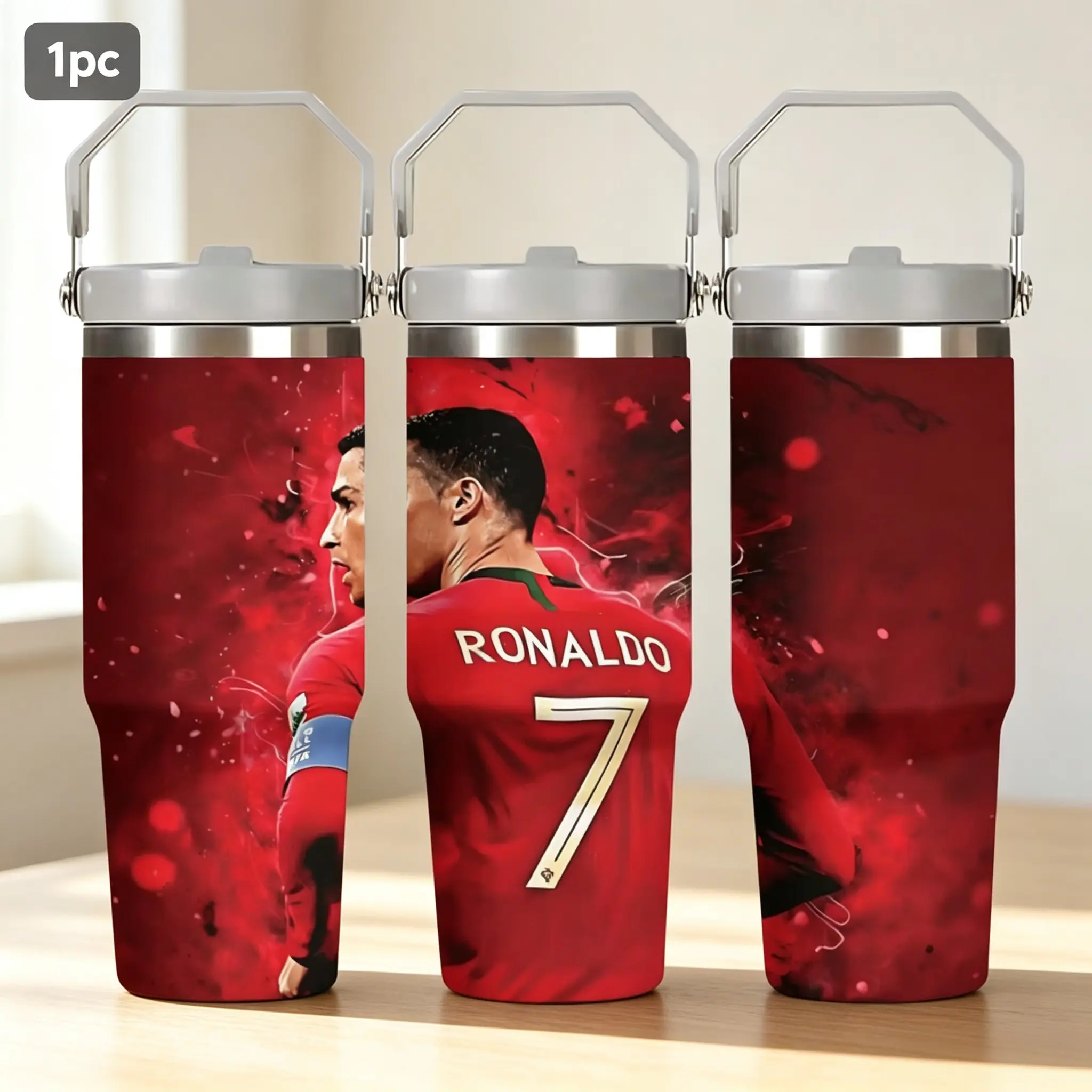 1pc 30oz stainless steel insulated cup - Star player large capacity portable water bottle - A gift for football fans - Suitable for outdoor, indoor use, and as a personalized gift for special occasions/birthdays