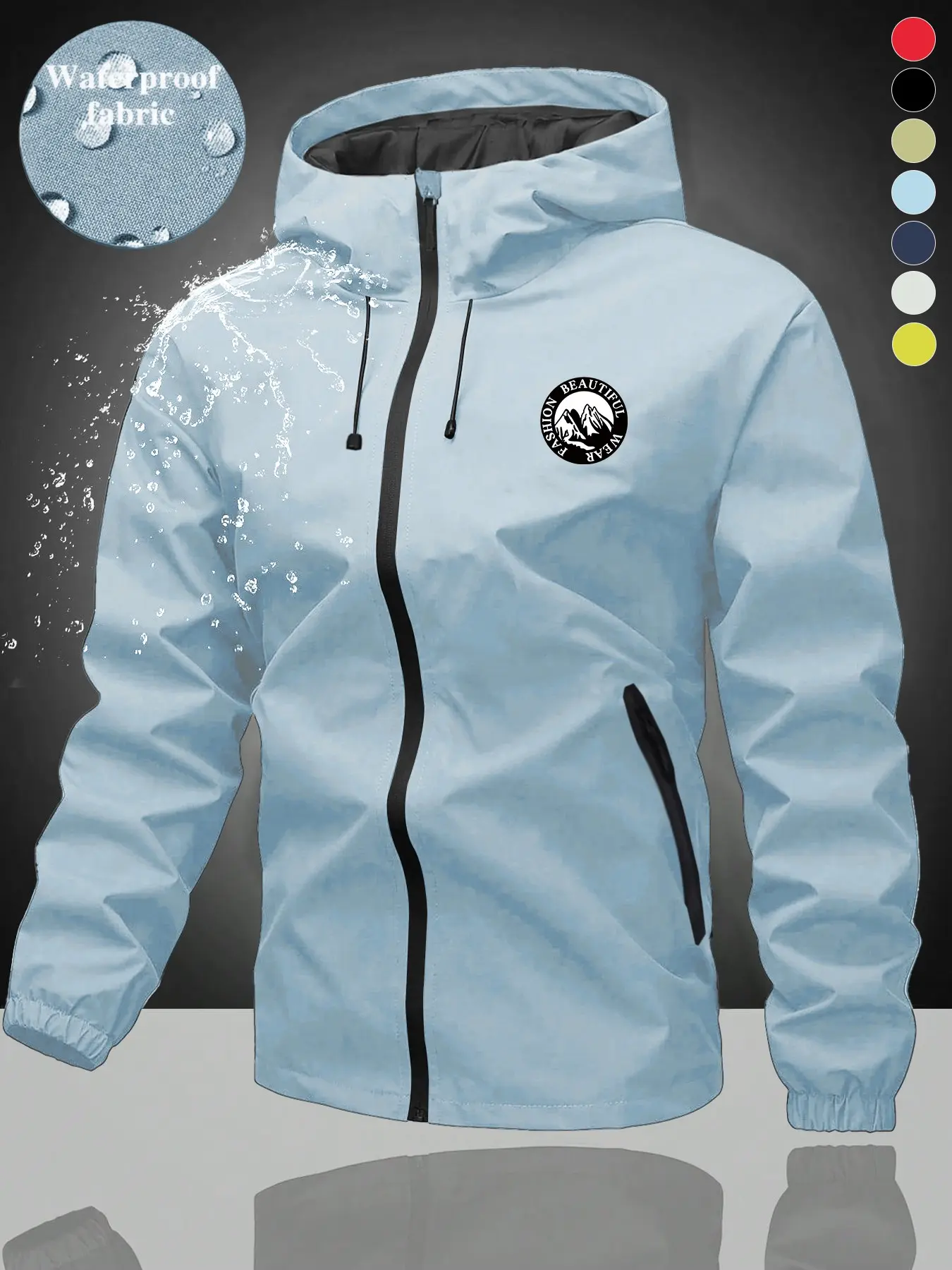 Men Waterproof Hooded Windbreaker Jacket, Athleisure Streetwear Lightweight Rain Coat, Versatile Casual Outerwear, Fashion Casual Coats, Breathable Comfort Functional Outdoor Hiking Street Fashion Zip Up Hoodie Jacket For Daily Commute Camping Sports