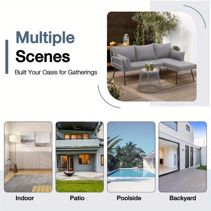 5-Person Modular Patio Conversation Set in Gray-Weather-Resistant Cushioned Sectional with Interchangeable Modules, Durable All-Weather Wicker Construction, UV-Protected Gray Fabric Cushions with Removable/Washable Covers