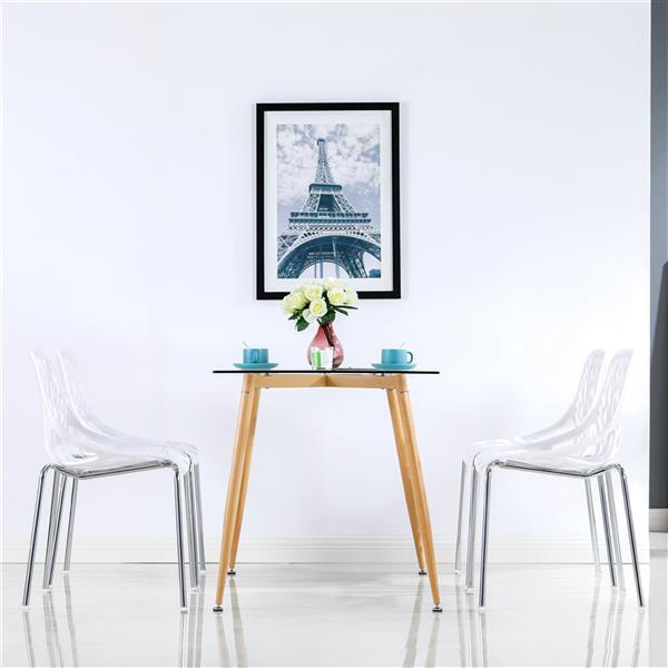 4pcs Modern Stackable Chair Set of 4,Kitchen White Dining Chairs,Birch Sapling Comfy Chairs for Dining Room,Living Room,Waiting Room (White)