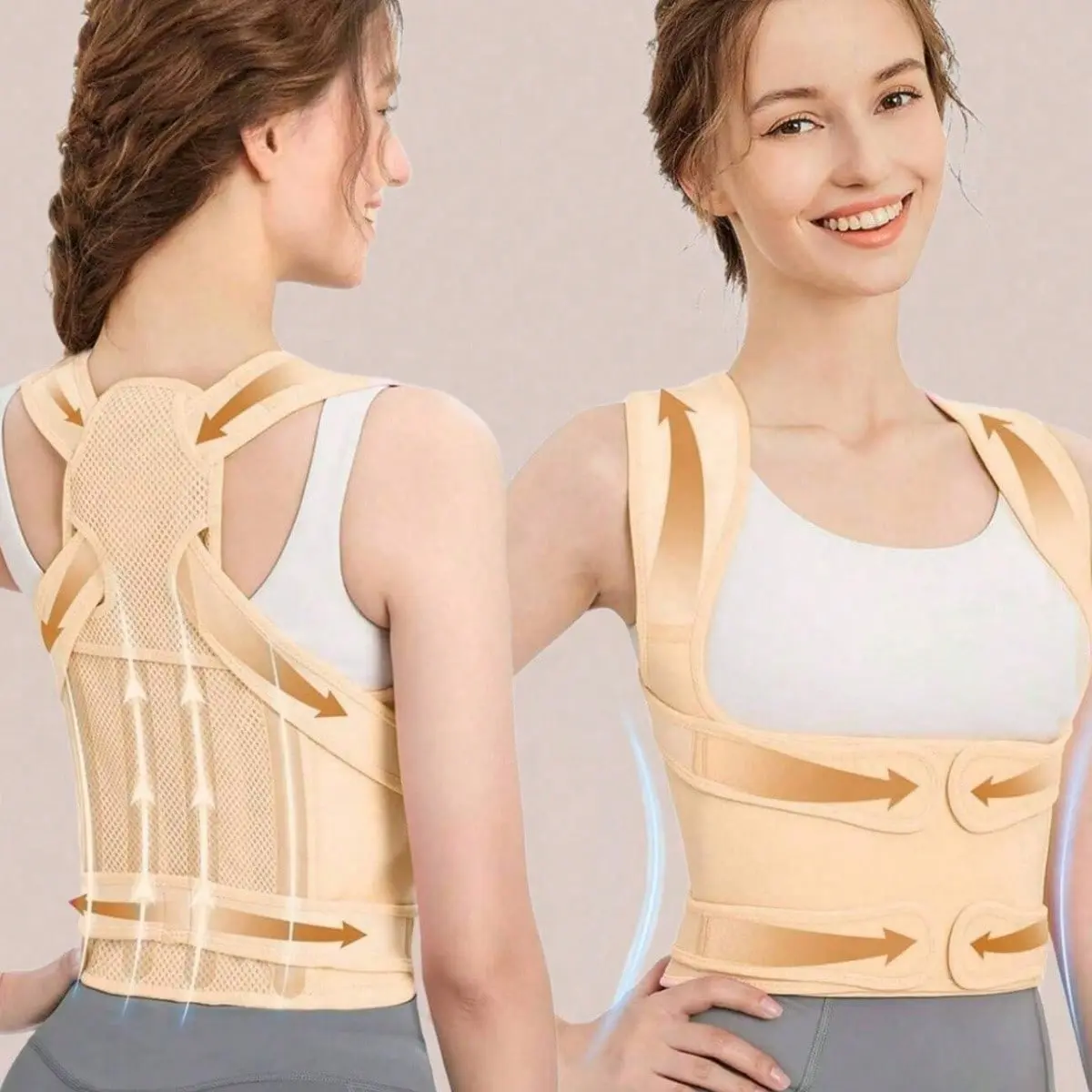 Unisex Mid-Back Posture Corrector Back Brace, Adjustable Breathable Invisible Multi-Size Back Straightener for Long Sitting Work & Study (Fitness Strength Training Equipment)