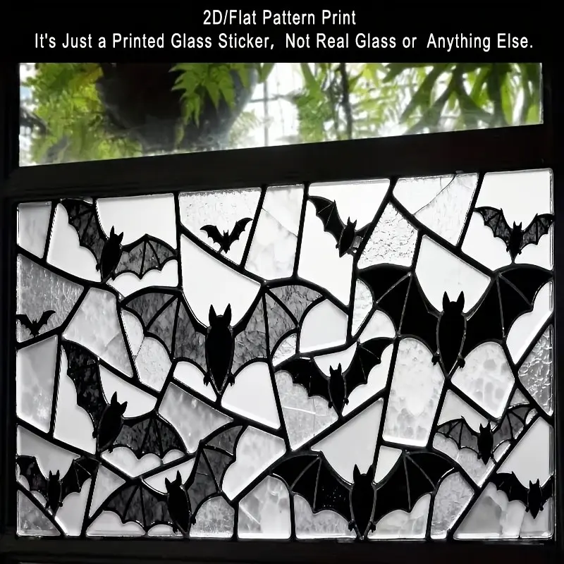 Halloween Bat Static Window Sticker, Decorative Sticker, Self-Adhesive Removable Decor, Privacy Protection, Living Room Bedroom Balcony Decoration, Festive Gift, Removable Window Decal, Adhesive Stickers