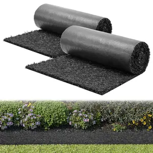 【DealsForYouDays】VEVOR Rubber Mulch Mat Roll, 2 Rolls 96x 24 in Recycled Rubber Mulch Mat, 0.5 Thick Cuttable, Reduced Weed Growth, Natural-Looking Weed Barrier Mat, Permanent Walkway Pathway for Landscaping