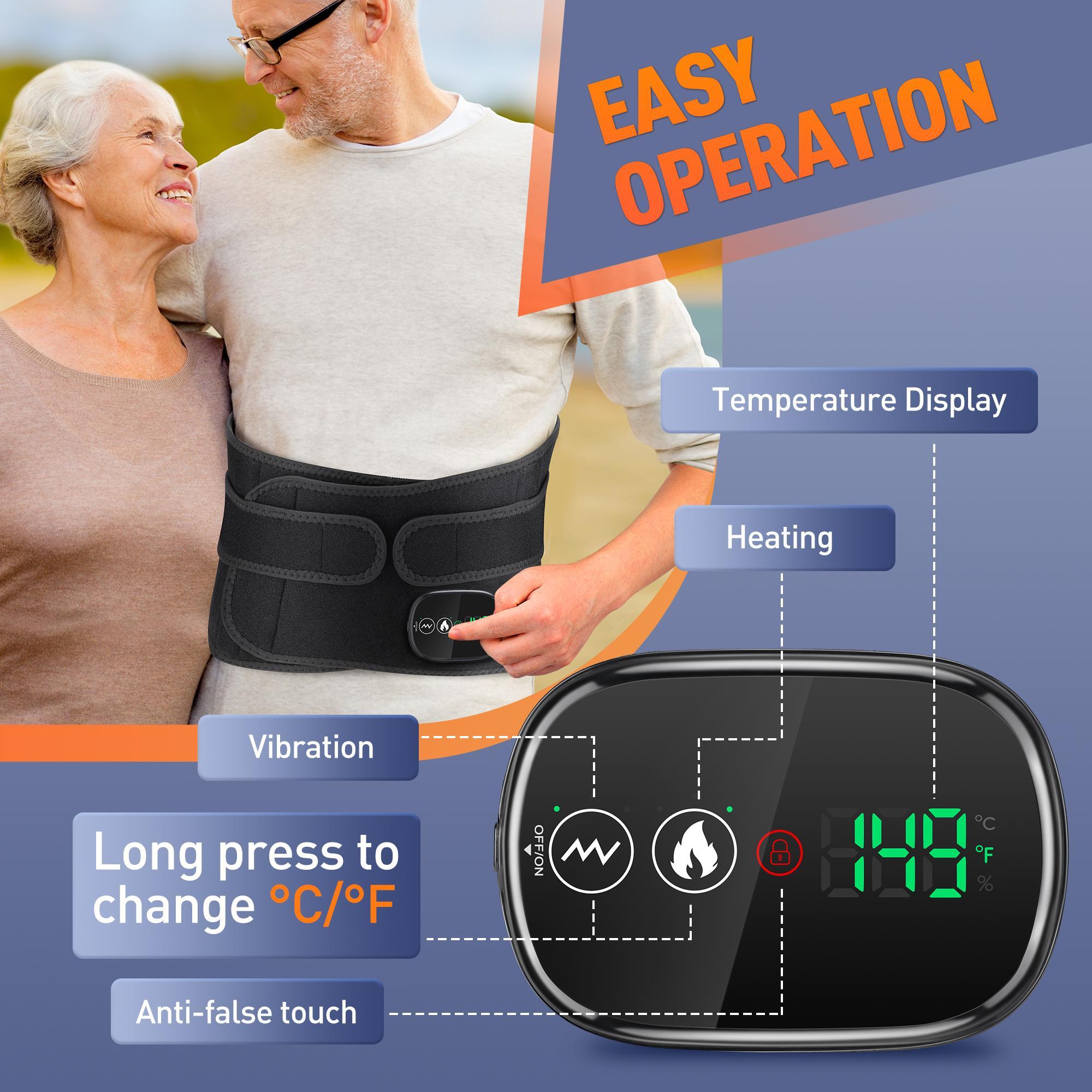 Electric Waist Massager, 3-level Heating Vibration Waist Belt, Women's Abdominal Warming Massage Belt, Birthday Gift for Women & Men, USB Rechargeable