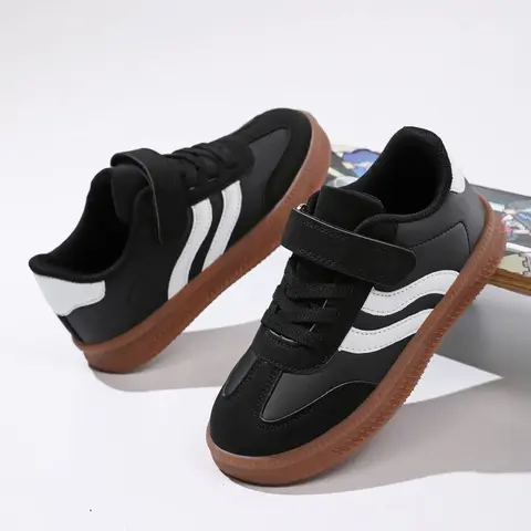 All-Season Casual Sports Shoes, Nonslip Trainers, Colorblock PU Leather, Anti-Slip Eva Sole, Adjustable Velcro, School Student Boy Sneakers #GLOBAL PICKS